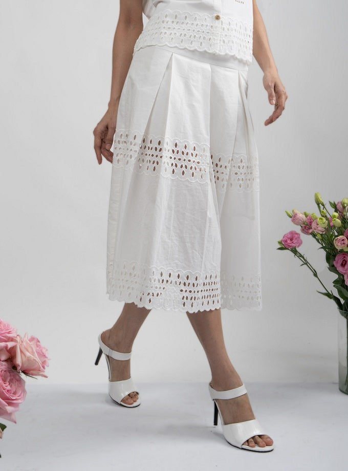 6315K - A-Line Lace Round Twisted Pleats Skirt