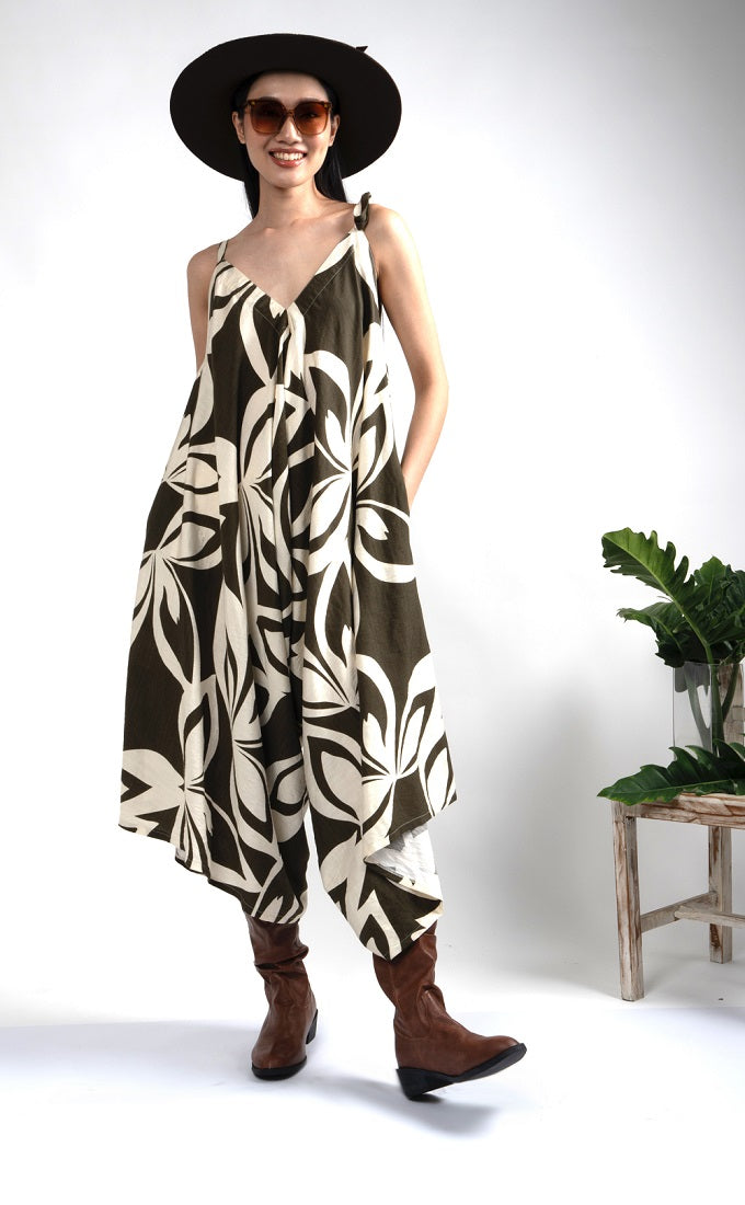 6325P - V-Neck Line Harem Jump Suite.