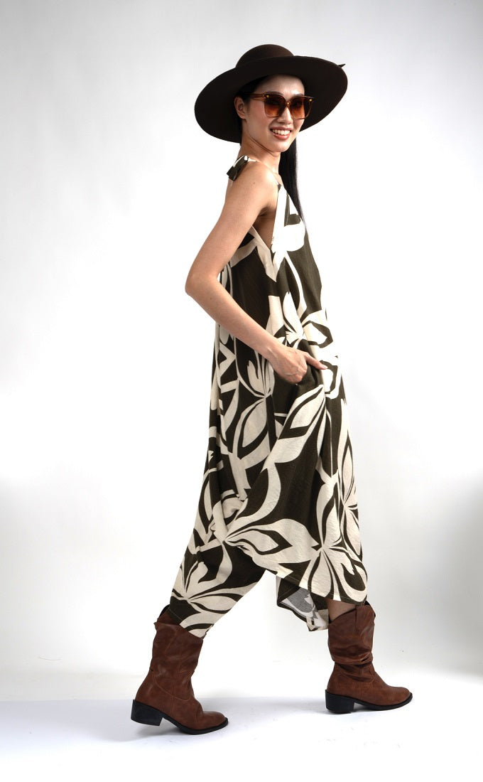 6325P - V-Neck Line Harem Jump Suite.