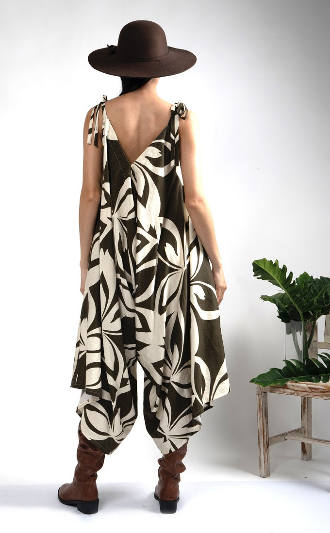 6325P - V-Neck Line Harem Jump Suite.