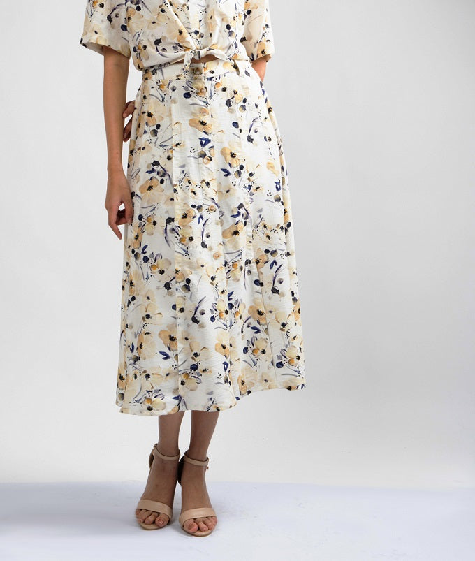 6331K - A-line Flared Skirt with Caspia Printing