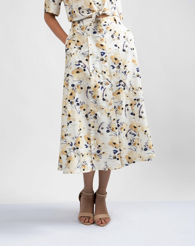 6331K - A-line Flared Skirt with Caspia Printing