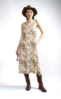 6333D - Round Neck Sleeveless Shift Dress Tiger Stripes
