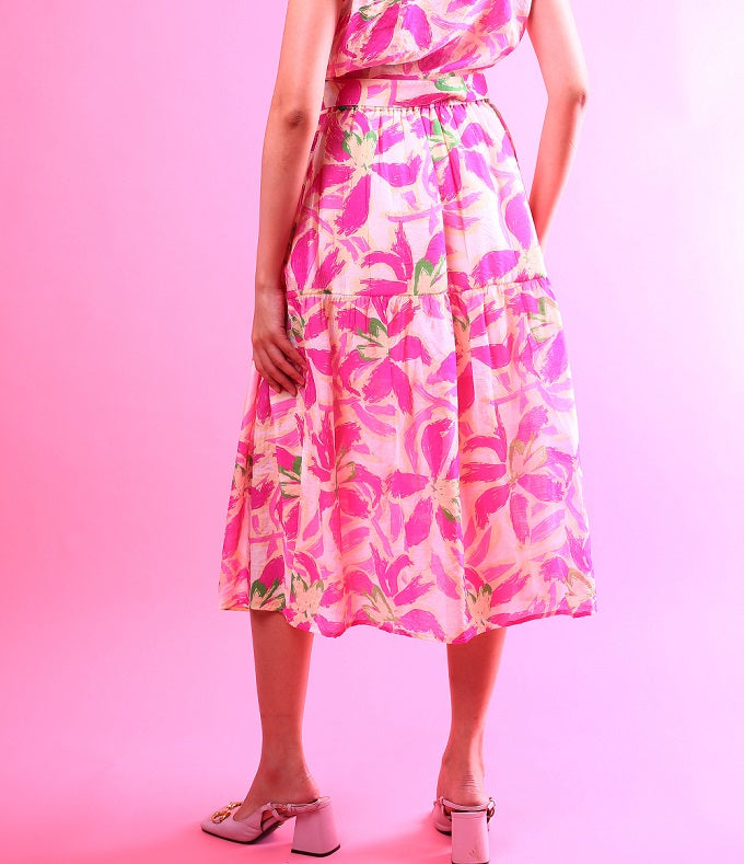 6337K - A-Line Floral Printed Skirt