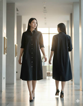 6357D - Shift Dress Collar shirt Long Sleeves