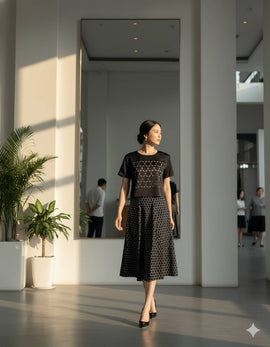 6466K - A line skirt with graphic sublimated