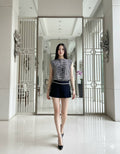 6473B - Wide-Neck Sleeveless Illusion Blouse