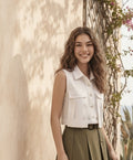 CROP 6859B - Women's Sleeveless Cropped Utility Vest