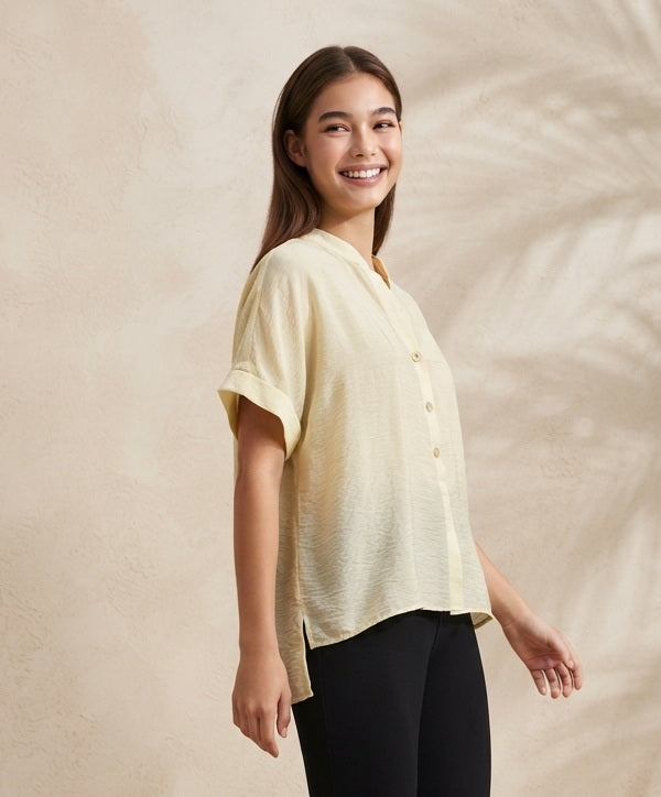 6878B - Women's Modern Minimal short sleeves shirt