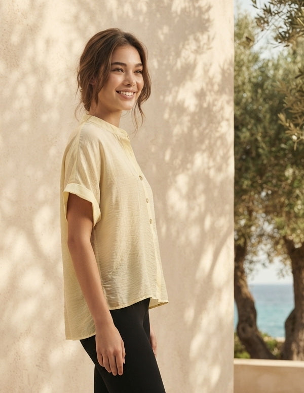 6878B - Women's Modern Minimal short sleeves shirt