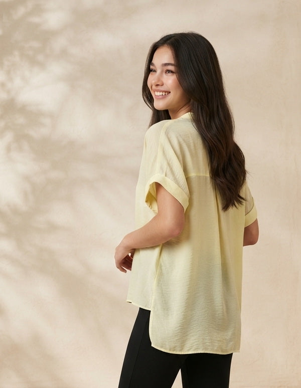 6878B - Women's Modern Minimal short sleeves shirt