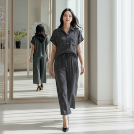 6530P - Stripes culottes Long Pants