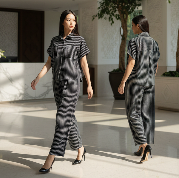 6530P - Stripes culottes Long Pants