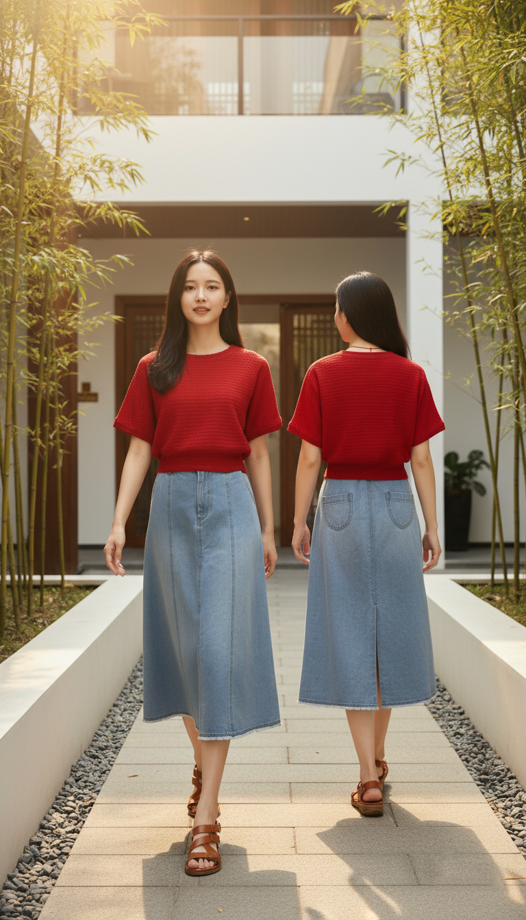 CROP 6617B Round Neck Top Crop 3D Knitted