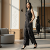 6340P - Sleeveless Jumpsuit in Geometric Graphic