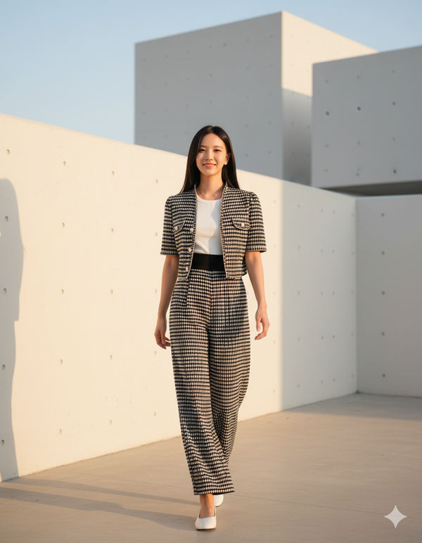 Pants 6584P - High Rib Waist Straight-leg Pants