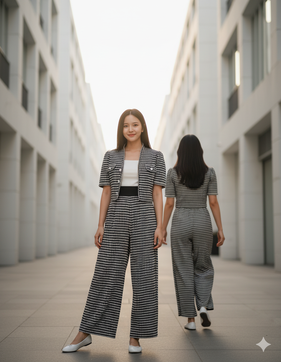 6584P - High Rib Waist Straight-leg Pants
