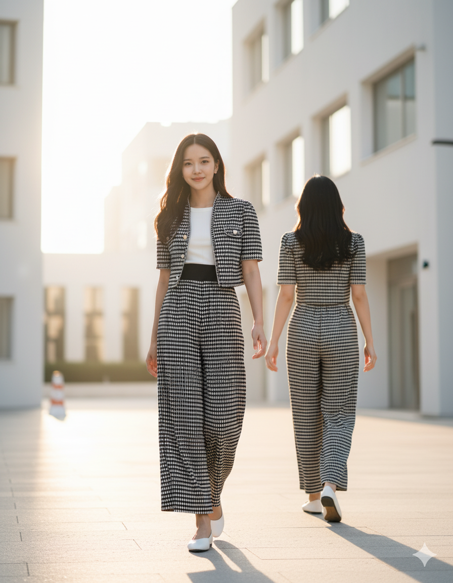 6584P - High Rib Waist Straight-leg Pants