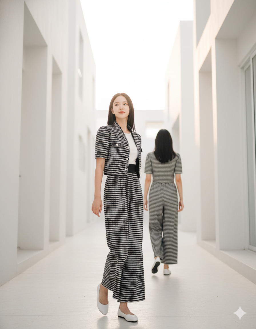 6584P - High Rib Waist Straight-leg Pants