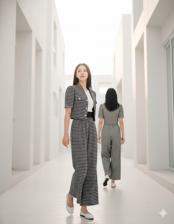 Pants 6584P - High Rib Waist Straight-leg Pants