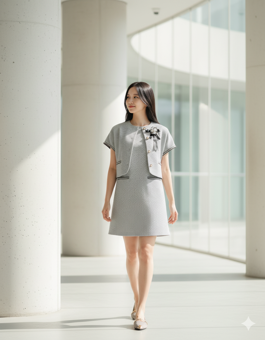 6582D - Sleeveless Shift Dress with Graphic Woven fabric