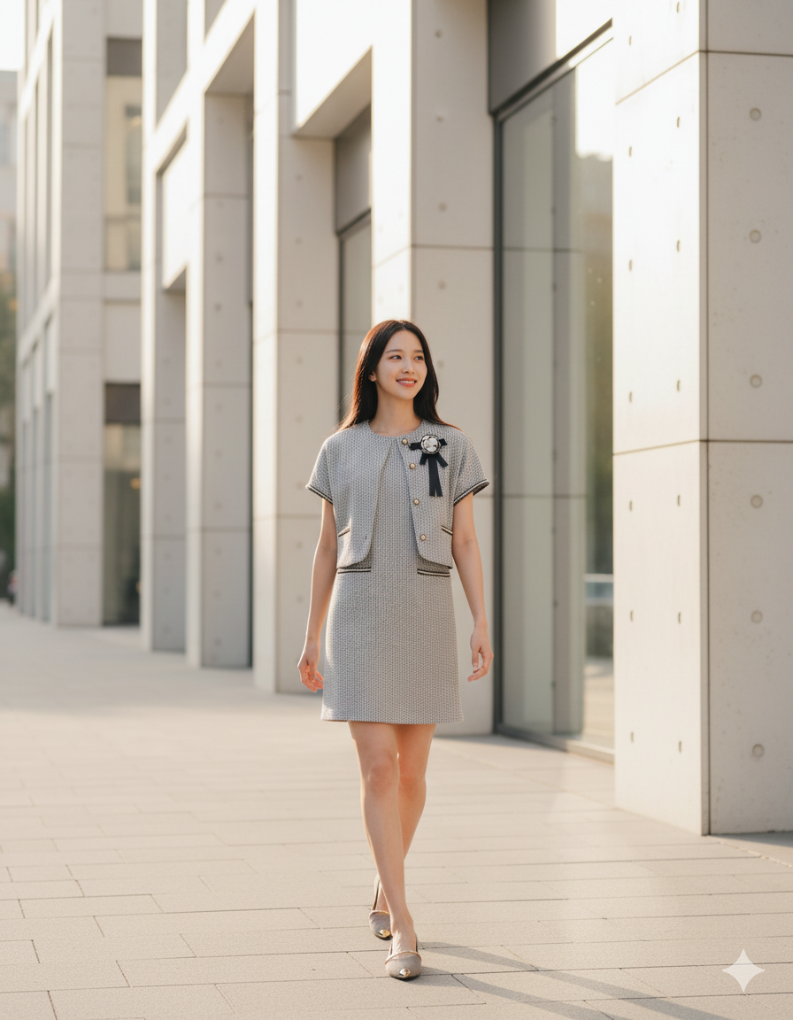 6582D - Sleeveless Shift Dress with Graphic Woven fabric