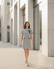 6582D - Sleeveless Shift Dress with Graphic Woven fabric