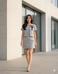6582D - Sleeveless Shift Dress with Graphic Woven fabric