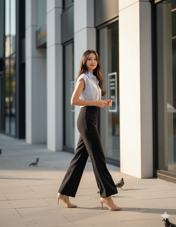 6172P - Front Flat Solid Long Pants