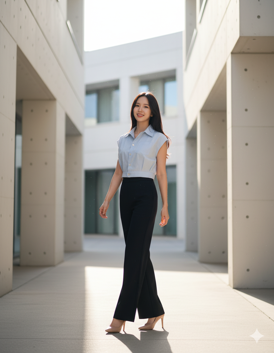 6172P - Front Flat Solid Long Pants
