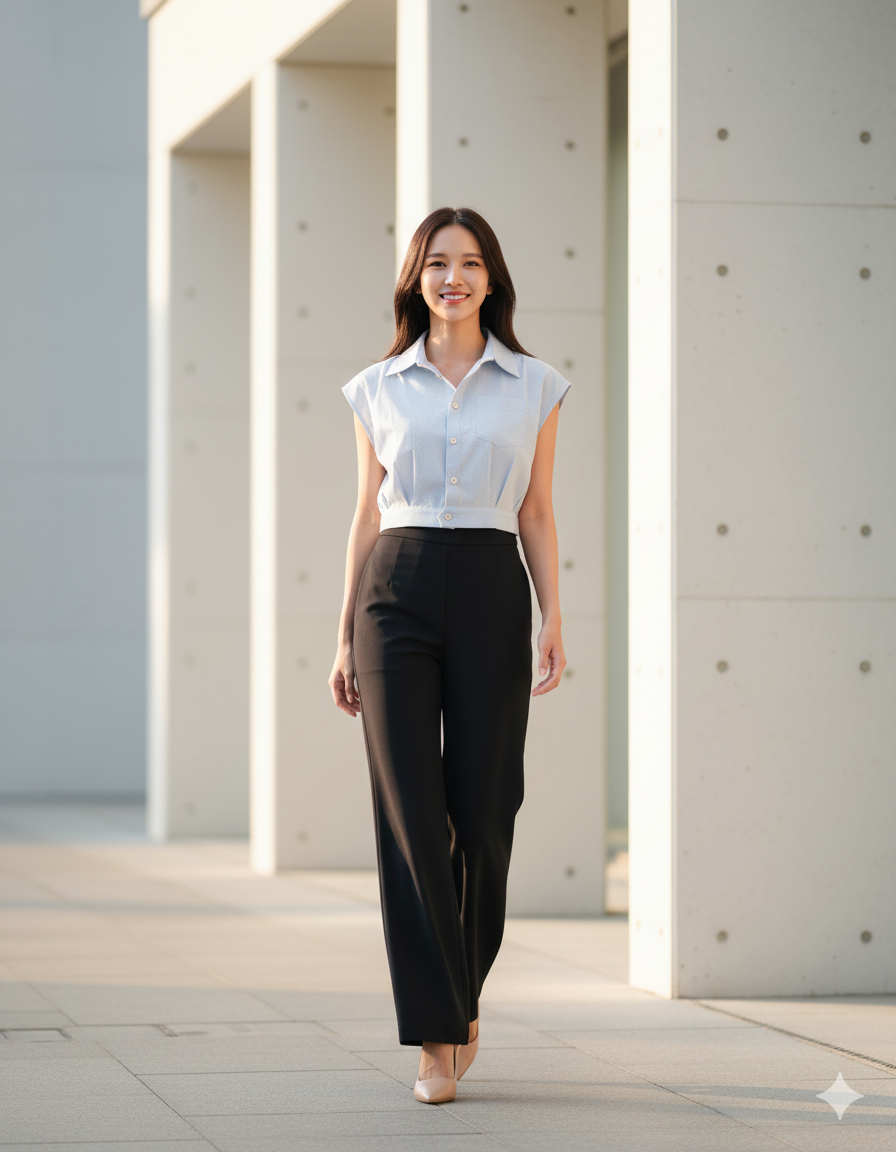 6172P - Front Flat Solid Long Pants