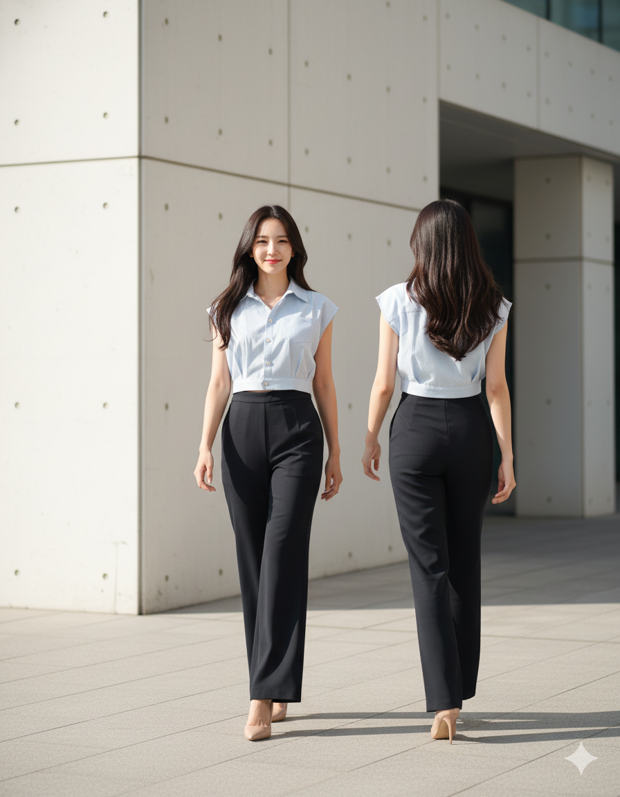 6172P - Front Flat Solid Long Pants