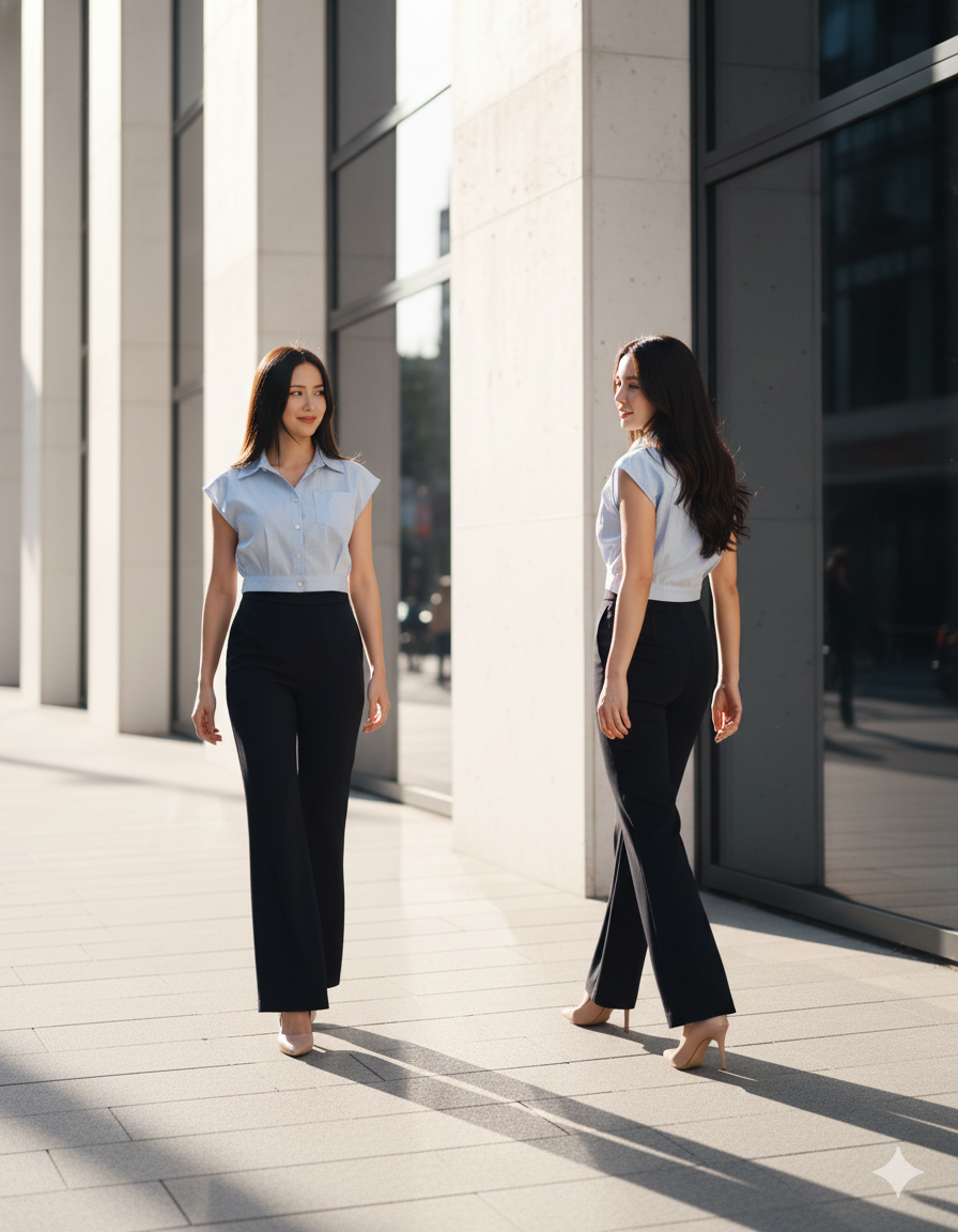 6172P - Front Flat Solid Long Pants