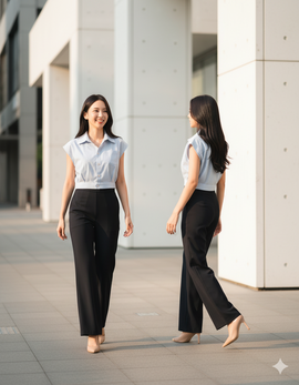 6172P - Front Flat Solid Long Pants