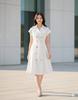 6427D - A-Line White Dress with Cap Sleeves