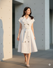 6427D - A-Line White Dress with Cap Sleeves