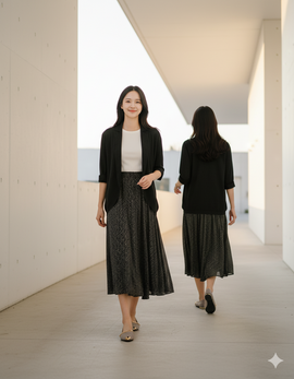 6596K - Long Flared Skirt with Dark Floral