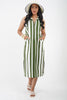 5831D - Vertical Tab Stripes Front Zip shirt sleeveless Dress