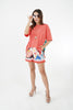 5854B - Round Neck Back Printed T-Shirt Short Sleeves