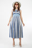 5868D - Empire Pleated Round Neck Midi Dress sleeveless