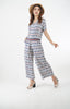 5880P - Front Pleated Indigo Printed Culottes Pant