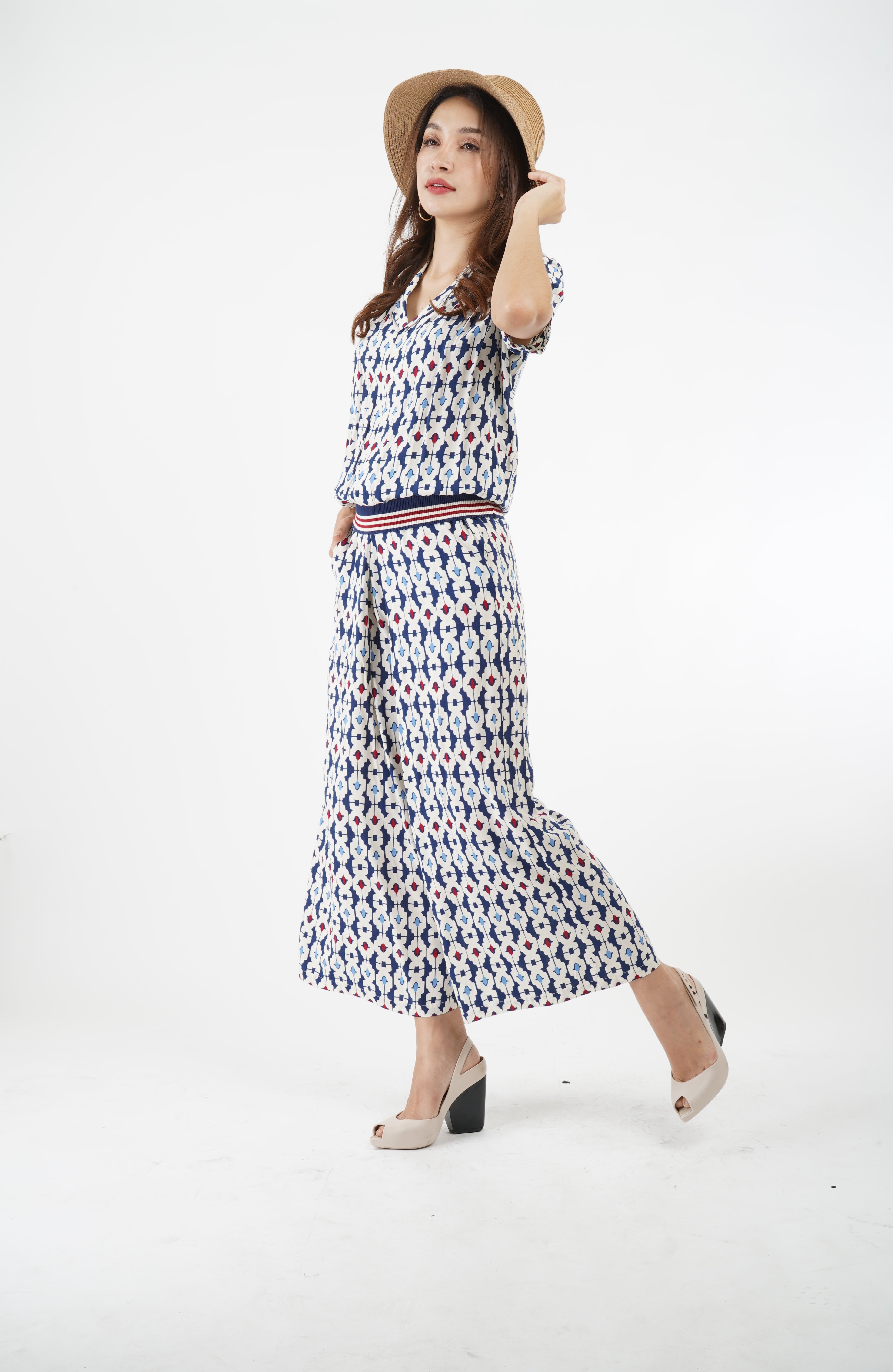 5878ฺฺB - Hawaiian shorts sleeves relaxed shirt Indigo Printed