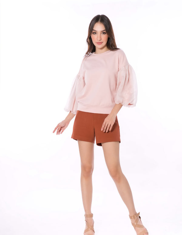 5032B Round Neck Puffed Sleeve Top