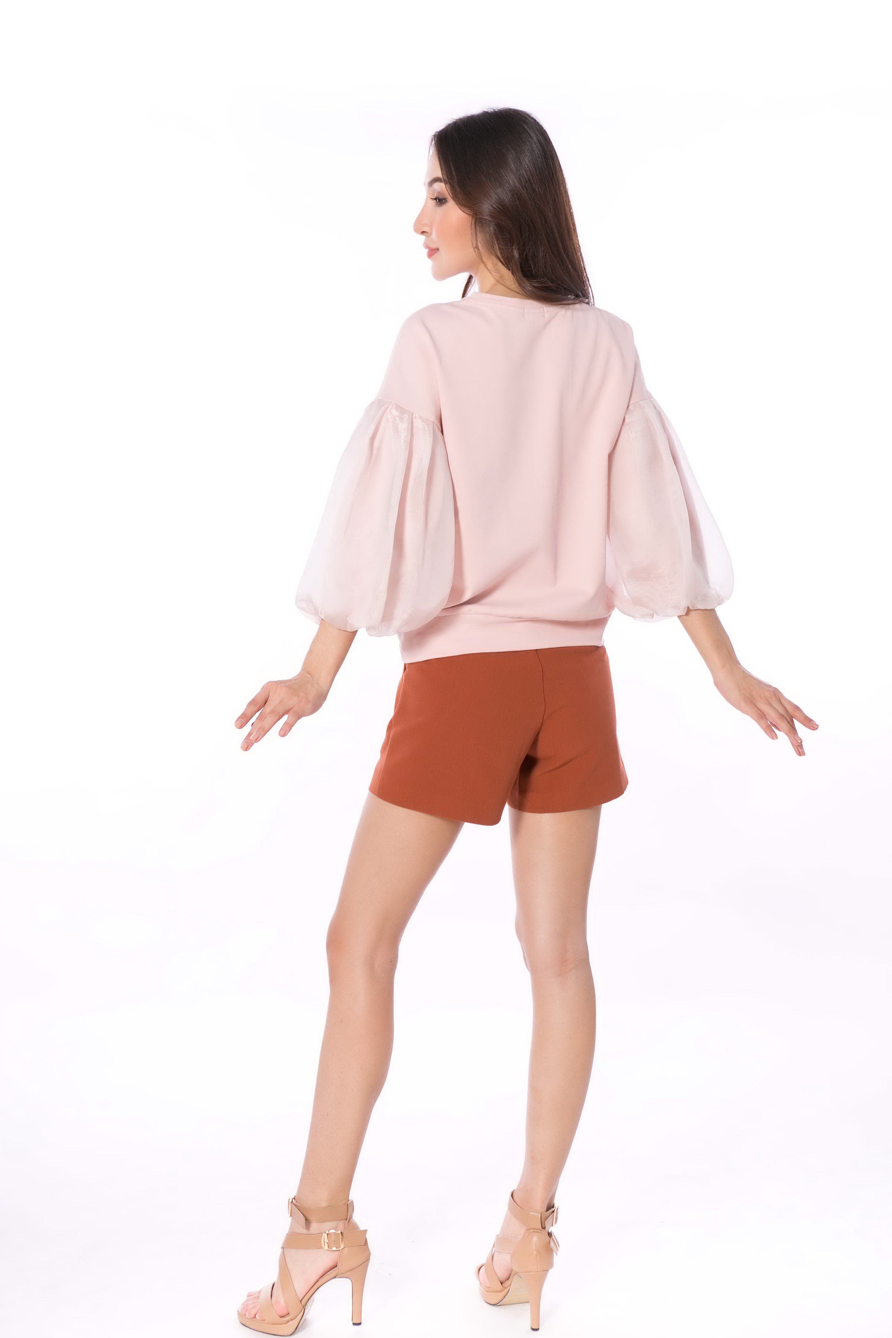 5032B Round Neck Puffed Sleeve Top