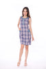 5041D Sport Mini Dress In Blue Tartan Accent With Wash Denim