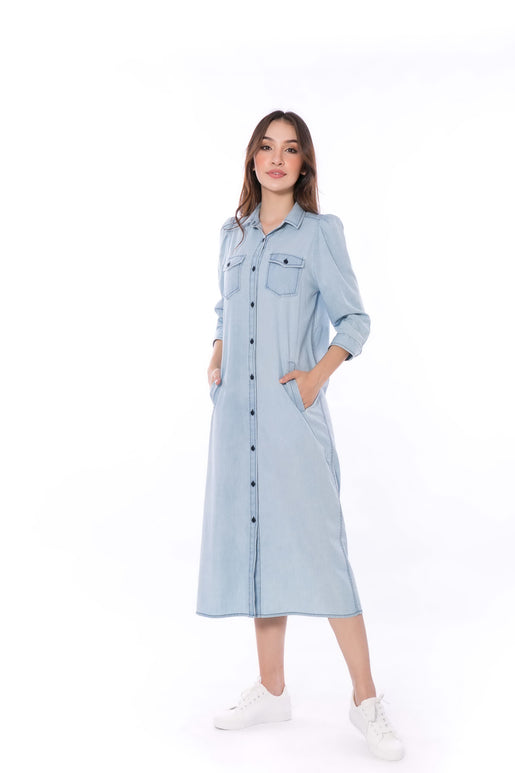 5084D Denim Dress Shirt Bio Bleach Light Blue