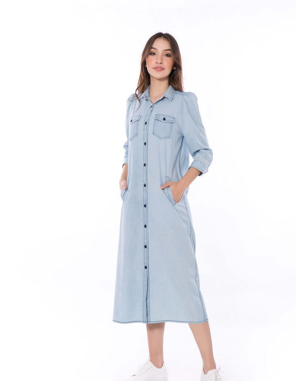 5084D Denim Dress Shirt Bio Bleach Light Blue