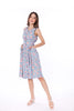 5089D Round Neck Sleeveless Button Down Dress Draw String At Side Waist