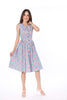 5089D Round Neck Sleeveless Button Down Dress Draw String At Side Waist