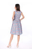 5089D Round Neck Sleeveless Button Down Dress Draw String At Side Waist